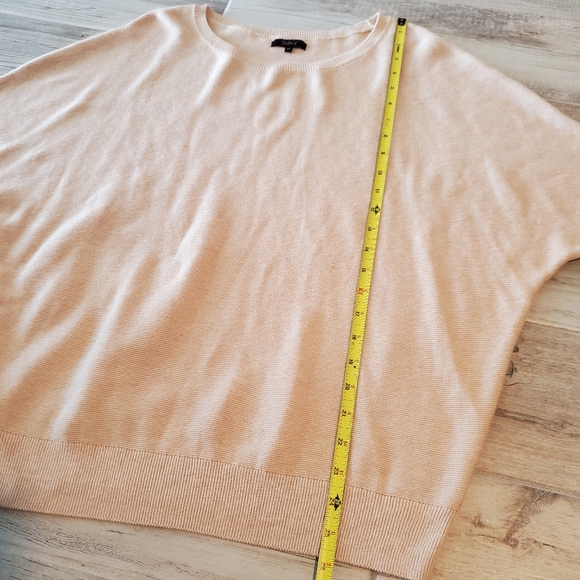 Quince Lightweight Cotton Cashmere Link-Stitch Dolman Sweater Tan Beige Medium - Picture 3 of 6